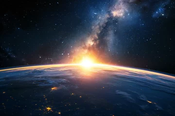 Foto op Plexiglas Sunrise over the planet Earth © Picasso