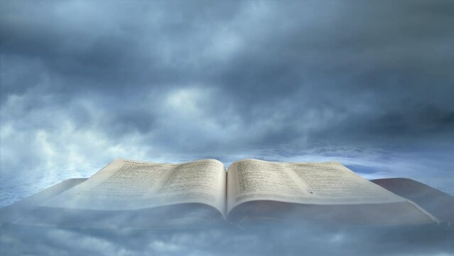 Open book in clouds, Wisdom of knowledge concept
