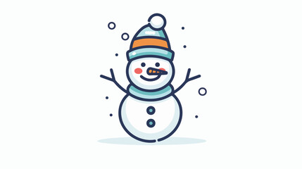 Snowman outline icon winter and Christmas theme flat vector