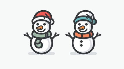 Snowman outline icon winter and Christmas theme flat vector