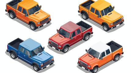 SUV cars pickup trucks. Isometrics car illustration flat