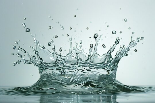Splashes of water on a white background, closeup of photo