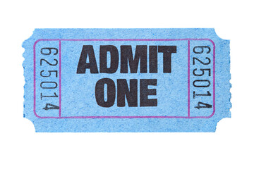 Admit One, Entry Ticket, Isolated on transparent background