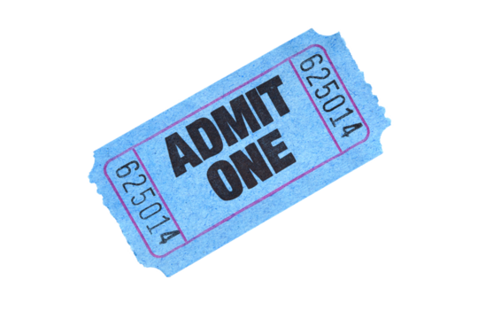 Admit One, Entry Ticket, Isolated on transparent background - Powered by Adobe