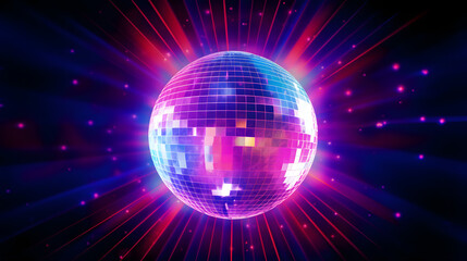 Obraz premium Digital luminous violet and red disco ball abstract graphic poster web page PPT background