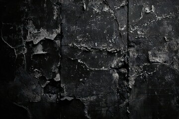 Black wall with cracks and scratches,  Abstract background,  Toned