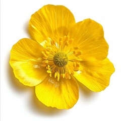 Yellow poppy flower isolated on white background