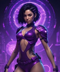Obraz na płótnie Canvas Illustration of a sexy woman in a futuristic costume