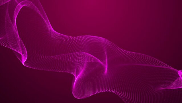 Abstract Colorful Digital Neon Glowing Particle Wave Flowing Surface Halftone Dot Pattern Trapcode Form Futuristic Data Technology Mesh Hologram Background Animation 4k Loop