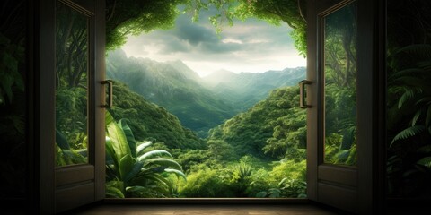 Beyond the threshold of the open magical door awaits a wondrous realm, a gateway to a land of endless fascination.