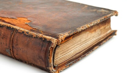 Obraz premium A worn leather-bound book filled with Irish folktales and legends. 