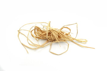 Closeup of raffia rope isolated on white