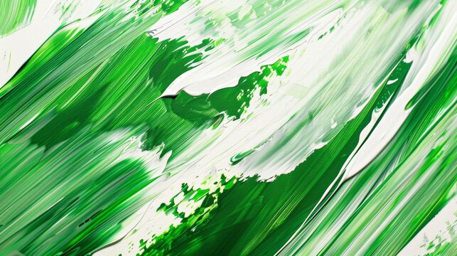 green and white brushstrokes creating an abstract St. Patrick's Day background 