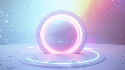 Three dimensional colorful round background, transparent gradient curved glass background 3D rendering