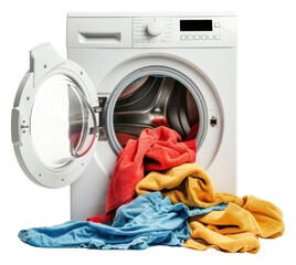 PNG Washing machine with clothes appliance laundry dryer. - 768514284