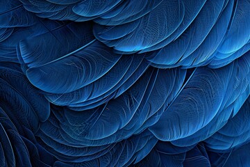 Blue feathers background, close-up