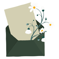Floral letter png clipart, green stationery illustration - 768514819