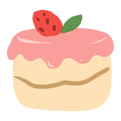 Strawberry cake PNG sticker, cute dessert icon - 768514821