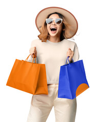 PNG Happy woman enjoy shopping, transparent background