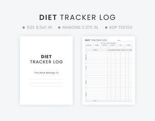 Simple Best Diet Tracker Log Sheet Template Printable | All Day Food Journal