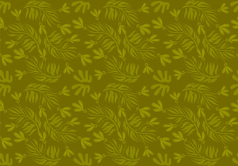 Simple line art botanical leaf background seamless pattern