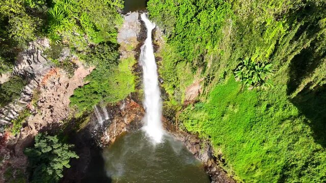 Aerial view of Makahiku Falls, Maui, Hawaii.