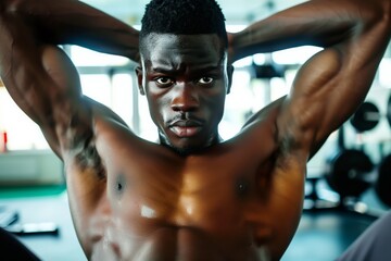 mans defined abdominal muscles while doing situps - obrazy, fototapety, plakaty