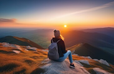 Obraz premium Hikking tourism, active sport summer adventures, travel consept
