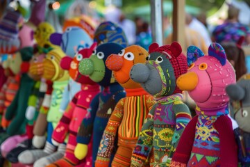 an array of multicultural sock puppet characters on a multicultural festival