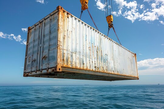 the shipping containers which is held by a crane design images