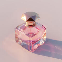 Pink  perfume bottle. luxury glass perfume bottle. 3D perfume.	