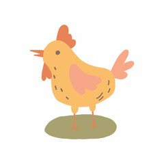 Vibrant Cartoon Illustration of a Colorful Chicken Clucking Joyfully