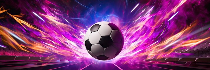 Witness the soccer ball ablaze with flames and streaks of lightning, a symbol of electrifying energy and intense competition.
