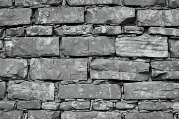 Background of stone wall texture,  Black and white brick wall texture