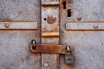 closed metal door with lock. 