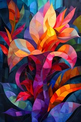 2D geometric floral shaped colorful abstract background