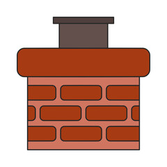 Red brick chimney in vector icon - 768522617