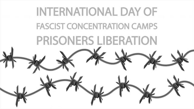 Fascist concentration camps prisoners liberation international day, art video illustration.