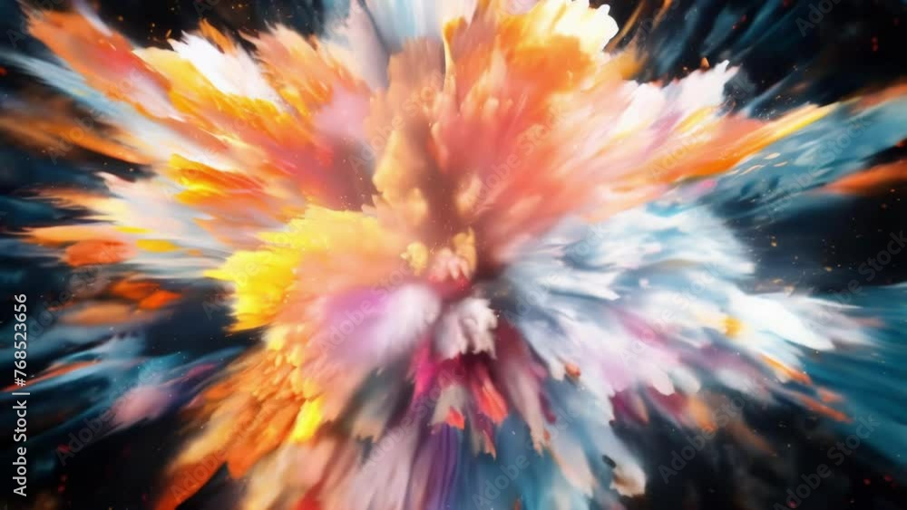 Poster a dynamic display of colorful abstract explosions reminiscent of a holographic prism