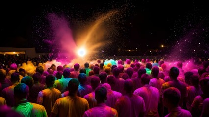 group of people enjoying the colour festival of Holi
