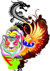 tiger and dragon illustration
