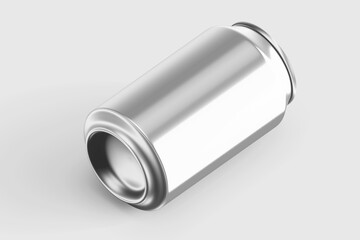 premium resting glossy aluminum metal soda drink bottle can container regular size 330 ml 11.2 oz beverage product mockup design template in isometric view isolated 3d render illustration