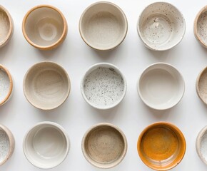 A selection of ceramic pots on a white background.