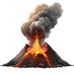 Fotobehang volcano eruption with smoke on isolate transparency background © Sabbir Dzns