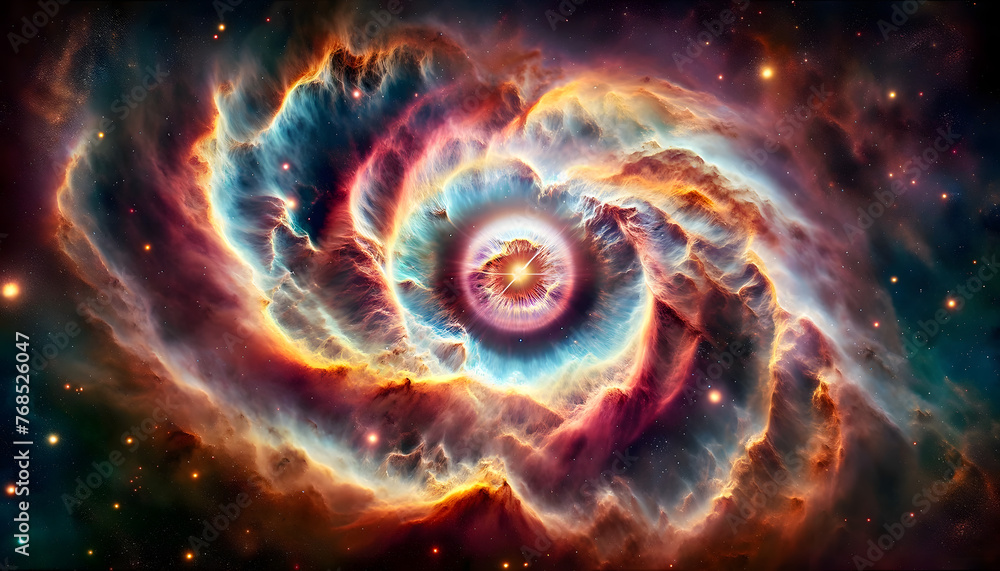 Poster the helix nebula has been depicted once more, showcasing its resemblance to an eye with a vivid arra
