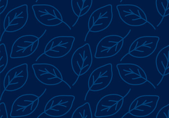 Simple line art botanical leaf background seamless pattern