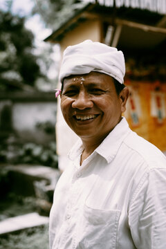 Balinese traditional ceremony, man in national costume.