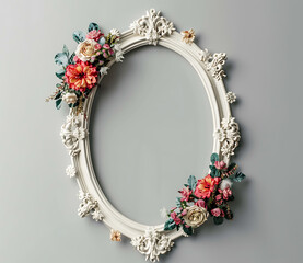 Baroque Blossoms - Ornate Frame Adorned with Floral Accents