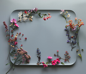 Nature's Mosaic - Wildflower Medley on Modern Slate Frame