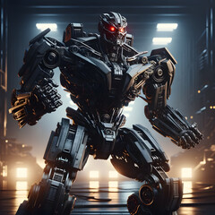 Humanoid robot, steel robot, angry robot, angry robot, dangerous robot, destroyer, eraser